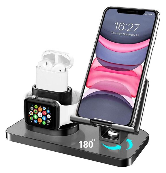 3 in 1 Ladestand Telefon Watch Ladegerät für iPhone 11pro Max Ladedock für Apple Watch 5 4 3 AirPods 25450820