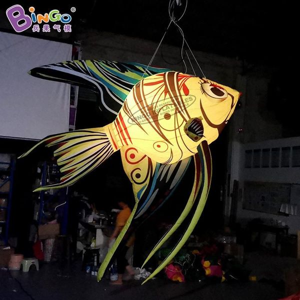 Peixe inflável gigante personalizado de 4 metros de comprimento, peixe voador grande soprado para decoração de oceano, brinquedos esportivos