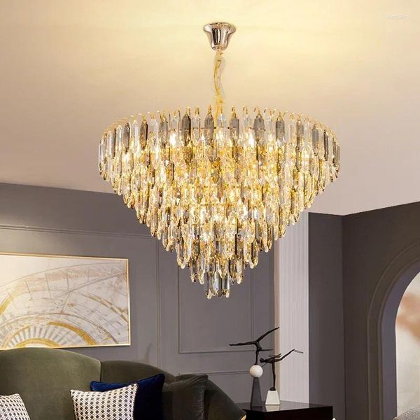 Lampadari Ciondolo in oro di lusso El Decorazione per la casa e il soggiorno K9 Cristallo moderno ramo LED