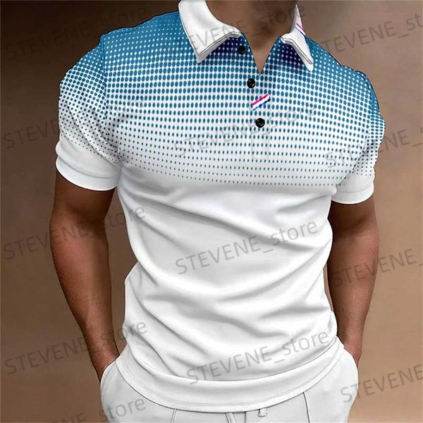 T-shirt da uomo Polo da uomo di alta qualità 2023 New Stripes T-shirt corta Slve Casual Business Button Top Ts Abbigliamento estivo per ragazzi T240325
