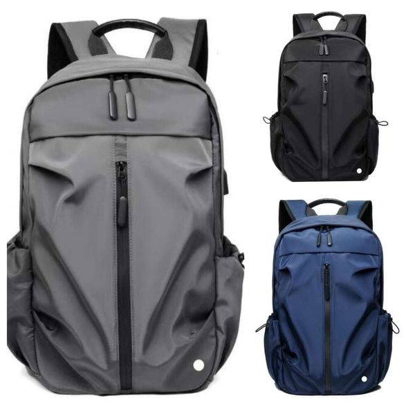 Mochila de ioga para laptop viagem ao ar livre bolsa esportiva à prova d'água escola para jovens preto e cinza