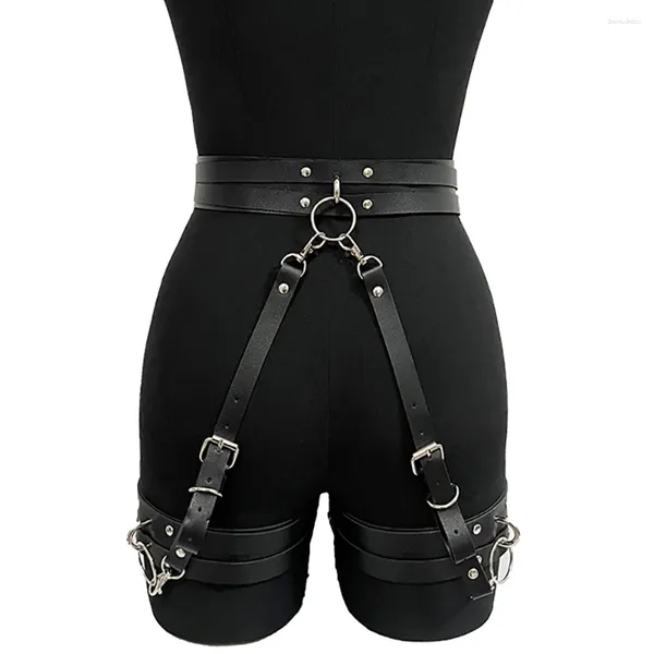 Ligas sexy coxa liga cinto perna arnês lingerie de couro para mulheres corpo bondage festival roupa gótico fetiche roupas