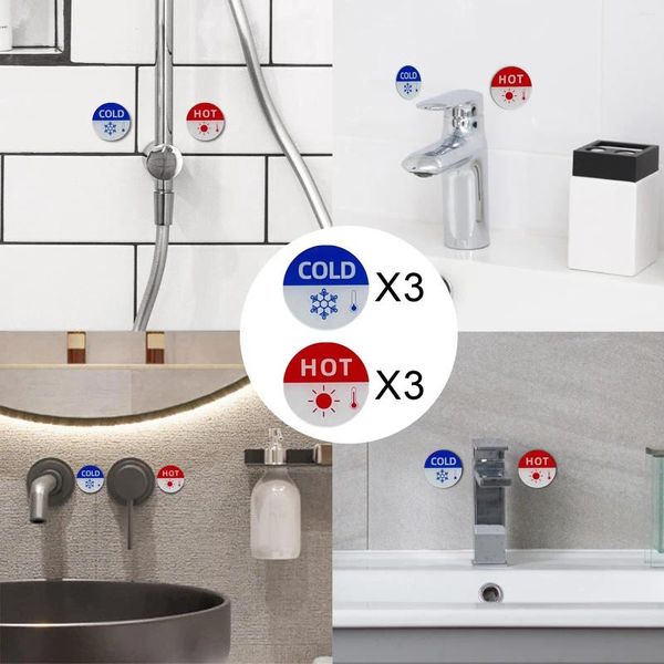 Mutfak muslukları 6pcs ve çok amaçlı evrensel çıkartma için soğuk işaretler kendi kendine çubuk akrilik banyo kichen restoran lavabo
