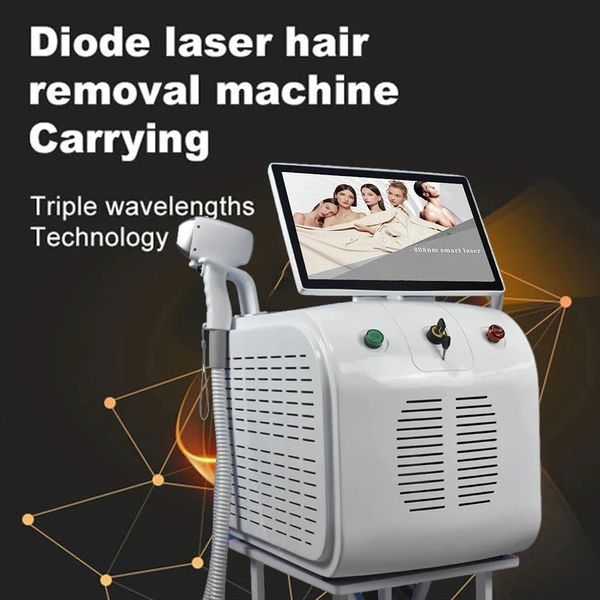 Máquina de remoção de pelos de diodo laser, máquina 755nm 808nm 1064nm permanente indolor de alta potência