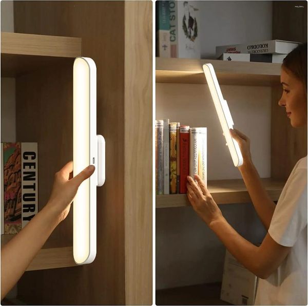 Luci notturne Telecomando di fascia alta Touch USB magnetico per armadio da cucina Scale Luce per dormitorio per ufficio girevole regolabile in 3 colori