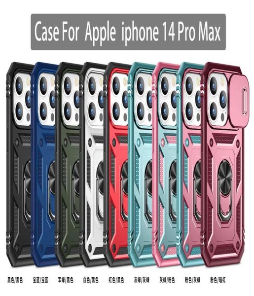 Casos de telefone coloridos da janela deslizante da lente para iPhone 14 14Pro 13 12 11 Shells de prevenção de suporte 5440115