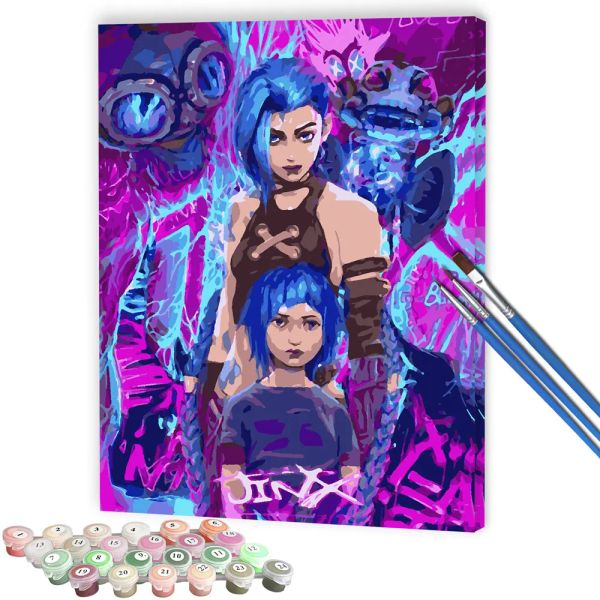 Sayı DIY boyama sayılarıyla anime arcane jinx yağ resmi tuval üzerinde el boyalı resimler resimler ev dekor hediyesi çocuklar için cuadros için