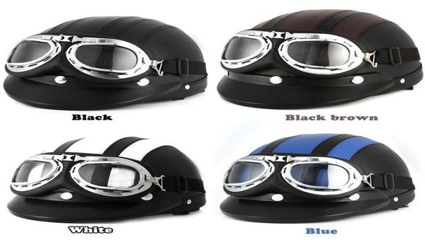 Capacete de motocicleta 54 60cm com óculos de goggles Sun Shield Gares Luz de estilo retro e durável para ciclismo ao ar livre Protegendo o Head8446485