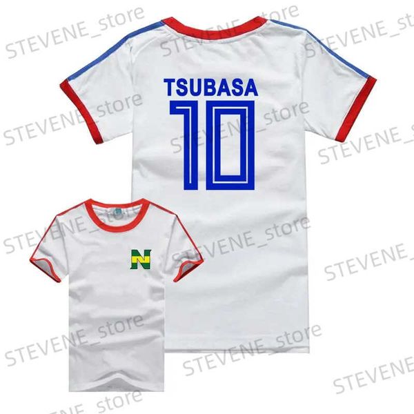 Homens camisetas Anime Capitão Tsubasa Cosplay Tsubasa Ozora Nankatsu Camisa de futebol curto Slve para mulheres de alta qualidade Homens de alta qualidade T240325