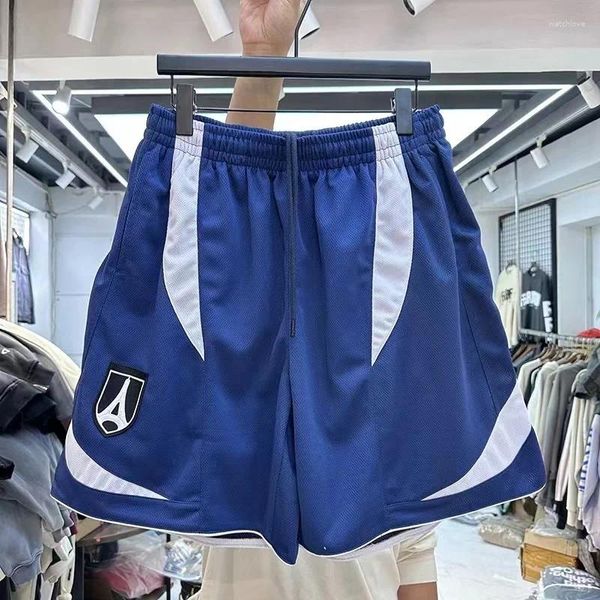 Herren-Shorts, besticktes Logo, blau, weiß, gespleißt, hochwertige Herren- und Damen-Shorts, atmungsaktiv, lockere Freizeit-Jogginghose, übergroße Pferdehose