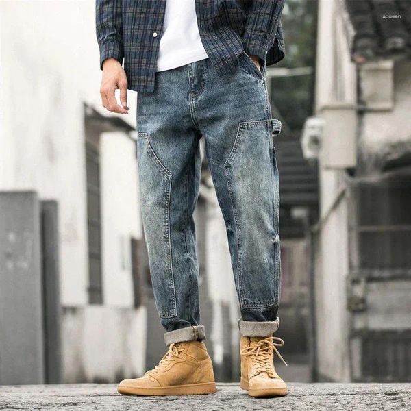 Jeans da uomo Pantaloni da cowboy da uomo Pantaloni corti affusolati Cargo Moto Moda coreana Allentato Y2k Vintage Harajuku Xs di alta qualità