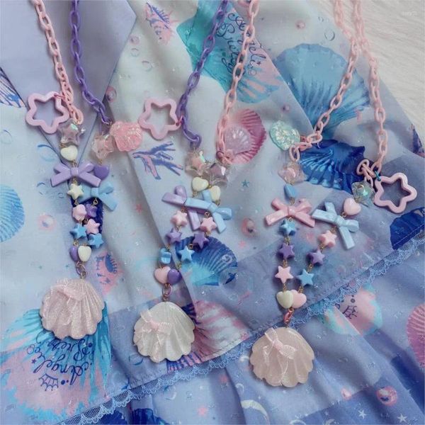 Anhänger Halsketten Lolita handgemachte süße süße Halskette Ap Gradient Shell kleines Objekt Schmuck japanische und koreanische Prinzessin