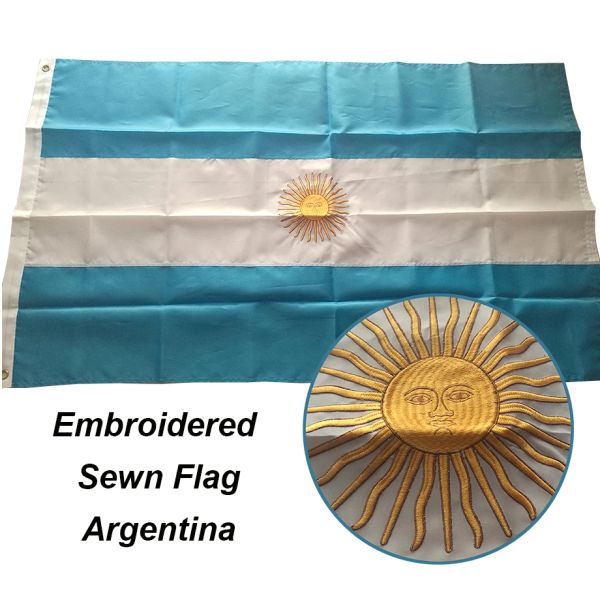 Аксессуары Вышитый флаг Аргентины Аргентинский национальный флаг Флаг страны мира Баннер Нейлоновая ткань Оксфорд 3x5 футов 90x150 см
