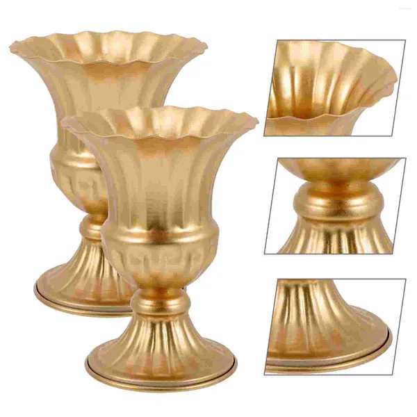 Vazolar 2 PCS Bitki Dekor Mezar Taşları Vazo Vaza Çiçek Bahçesi Flowerpot Yapay Çim Konteyner Urn Retro Stil Tutucu