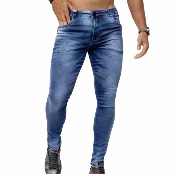Jeans masculinos Fi skinny meninos Clássico Elástico Cott Slim Jeans Homens Stretch Denim Calças de Alta Qualidade Preto Casual Roupas Masculinas M21c #