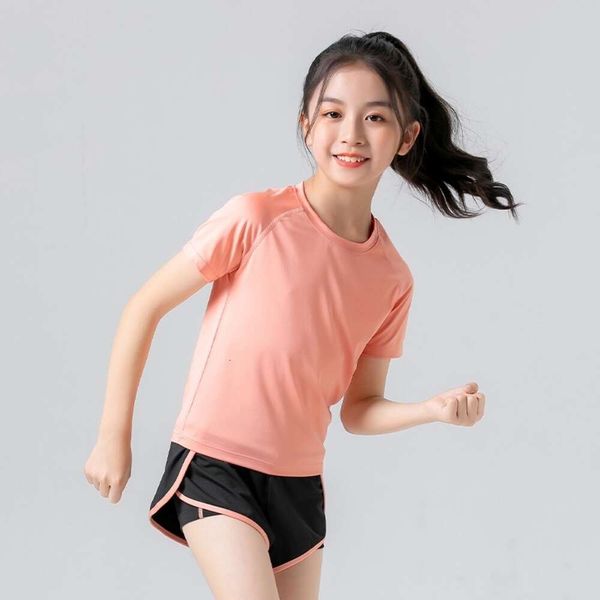 Spedizione flash Estate nuove ragazze Yoga T-shirt da corsa elastica ad asciugatura rapida per bambini Sport Big Boys Fiess Suit