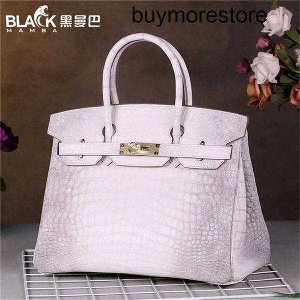 Borse da donna Himalayan Borsa Bkns Hardware dorato Pelle di coccodrillo con hardware nastro 5a Fatto a mano Nero intero bianco alto con Lockqq HBZZKY4Z