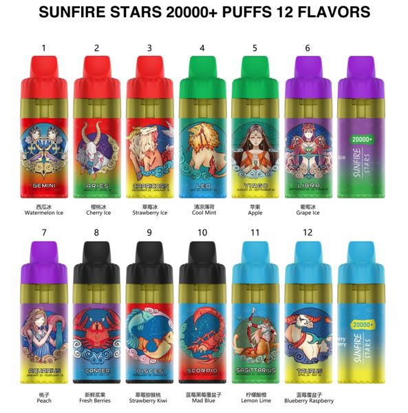 Sunfire DTL 20000 Puflar Tek Kullanımlık E Sigara 30ml Doldurulabilir Vape Cihaz Büyük Buhar 6mg 10mg 20mg 35mg 20000 20k Puff Pufs 15000puffs Dubai İspanya Kanada Pazarı