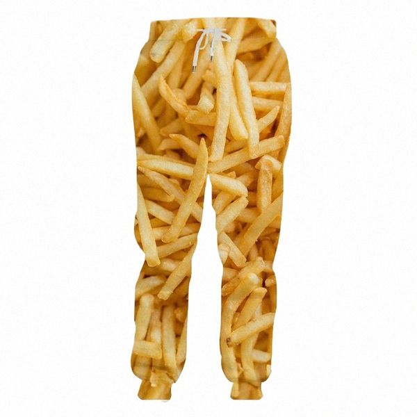 Creative Food Fries Impressão 3D Harajuku Homens Sweatpants Treino Streetwear Mulheres Fi Calças Casuais LG Pant Personalizado 4XL h8NL #