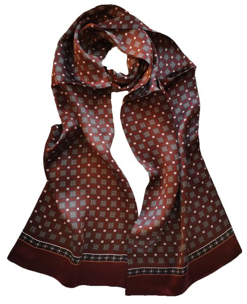 Lenço longo masculino gravata 100 seda vinho tinto quadrado duplo 170x27cm