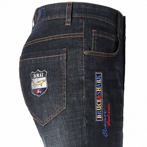 2023 nuovi jeans da uomo estivi che si estendono Cott pantaloni larghi dritti casuali jeans denim da uomo di grandi dimensioni 8529 BruceShark L6zh #