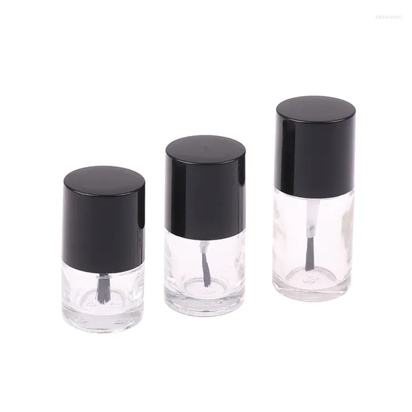 Garrafas de armazenamento 5/10 / 15ml Transparente vazio esmalte garrafa de vidro recipiente cosmético recarga com tampa escova