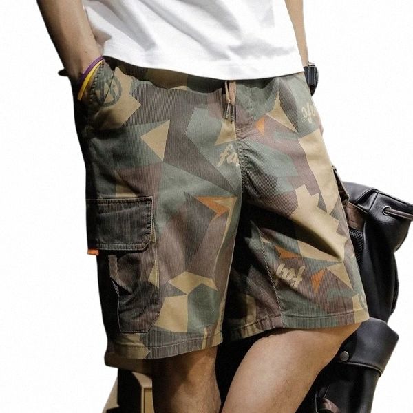 Camo kargo erkek şort 2022 Yaz Sweatpants Kore Fi Baskılı Şort Erkekler için Rahat Koşu Hip Hop Kıyafetleri 190W#