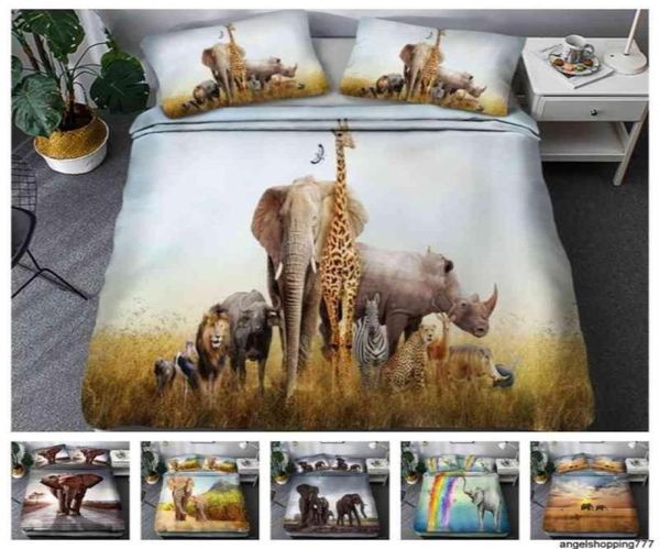 Bianchetto da letto in stile 3D Digital Elephant Printing 23pcs copripiumino set singolo doppio doppio regina completo King King Ded decorazioni20947972950866