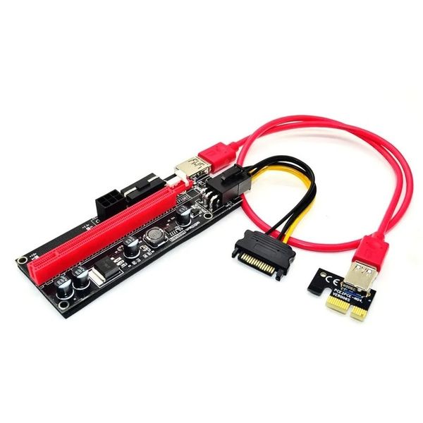 2024 VER009S PCI-E Riser Card 009S PCI Express PCIE 1X-16X Extender 0,6M Кабель USB 3.0 SATA-6-контактный разъем питания для видеокарты