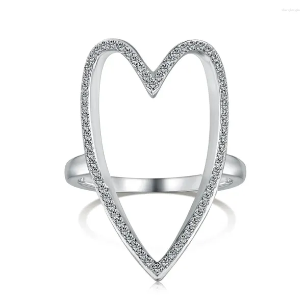 Cluster Ringe S925 Silber Frauen Hohl Diamant Ring Weibliche Glänzende 5A Zirkon Erweiterte Design Luxus Schmuck Mädchen Hochzeit Geschenk Bankett