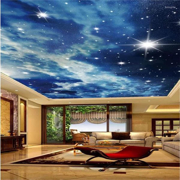 Duvar Kağıtları Wellyu Özel Büyük Duvar Kağıdı Yıldızlı Gökyüzü Bulutları Yıldızlar Tavan 3D Oturma Odası Yatak Odası KTV Bar Duvar Kağıdı