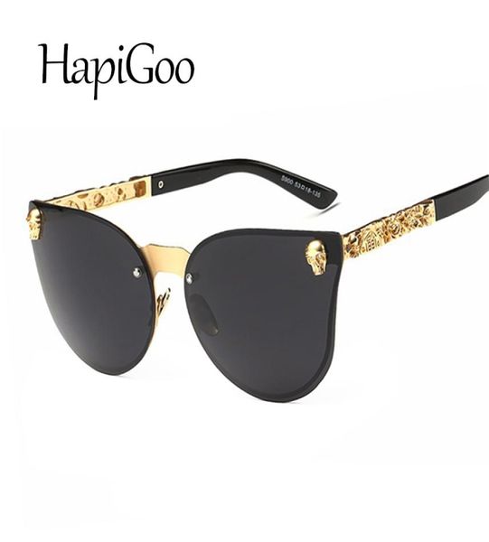 Hapigoo Vintage Gothic Men Manless Rimless Cat Eye Sunglasses Женщины -черепа рамки дизайнер дизайнер зеркал в стиле солнечные очки для женщин 4330171