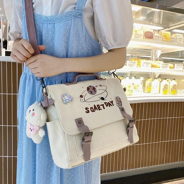 Сумки на плечо, модная женская простая сумка через плечо для девочек, милая повседневная сумка-портфель, холщовая сумка с милым принтом, диагональный крест, школьная сумка