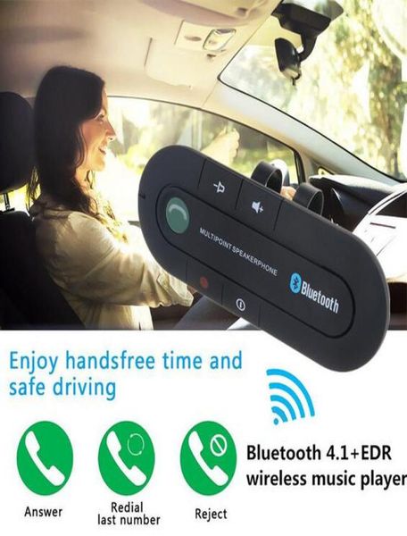 Солнцезащитный козырек Bluetooth V41 Hands Car Kit Динамик Музыкальный плеер Автомобильный комплект Беспроводные динамики Hands для смартфона в розницу b7674876