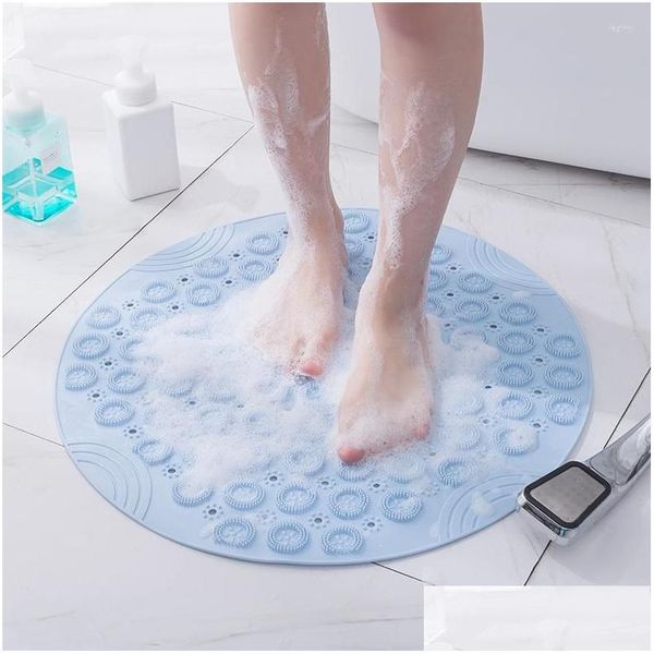 Badematten Badezimmermatte Anti-Rutsch-Sauger Runde PVC mit Abflussloch Sile Badeteppiche Fuß Mas Pad Badewanne Weiche Dusche Drop Lieferung Hom OT5HT