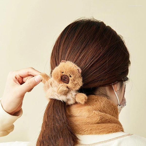 Haarspangen Kawaii Capybara Scrunchies Niedliche Cartoon-Tier-Plüsch-Seilhalter für Mädchen Schöne Accessoires