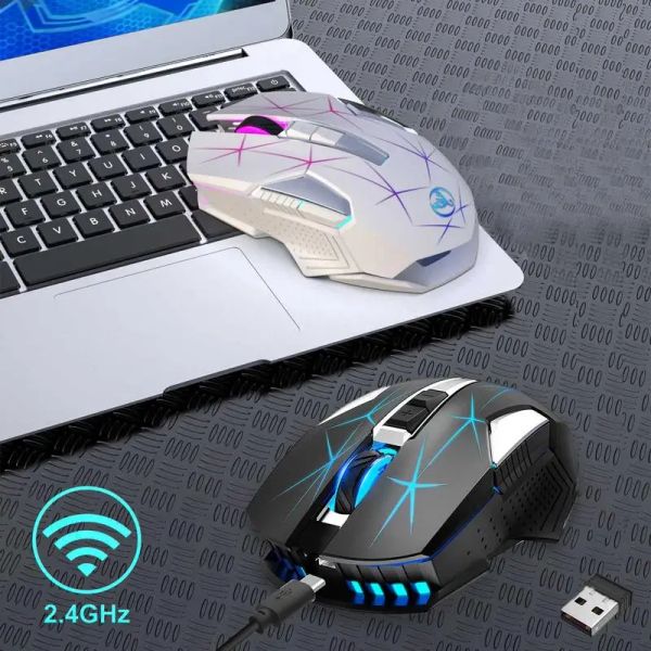 Mouse Mouse wireless illuminato Mouse da gioco ottico a LED Mouse da gioco ergonomico con 7 pulsanti programmabili compatibile con PC Windows