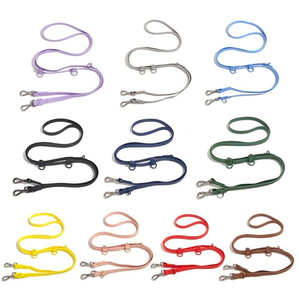 Guinzagli Guinzaglio per cani impermeabile in PVC Guinzagli in gomma per animali domestici a doppia testa Cucciolo Camminata all'aperto Addestramento Morbido 2 Testa Vita Corda di trazione Crossbody