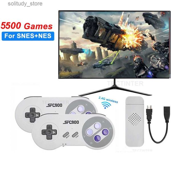 Lettori di giochi portatili Console per videogiochi Super Nintendo SNES NES con 5500 giochi integrati Stick di gioco compatibile HDMI Lettore di giochi TV Controller wireless Q240326