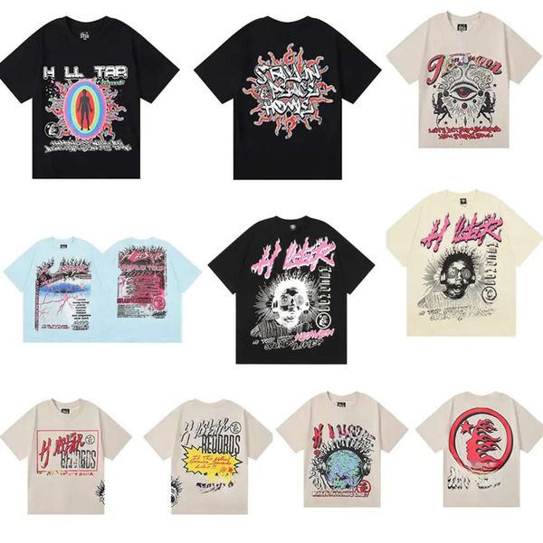 Hellstar camiseta designer camiseta gráfico camiseta roupas hipster lavado tecido rua graffiti lettering foil impressão vintage coloeful solto encaixe 160 723