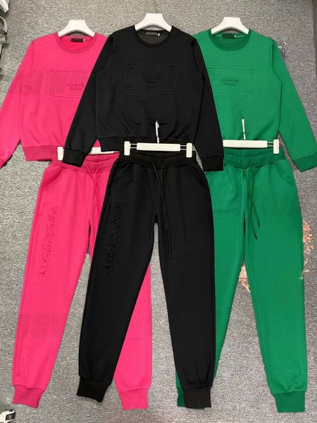 дизайнерский бренд женские костюмы комплект спортивный костюм одежда спортивная толстовка с капюшоном хлопок классические буквы геометрия черный белый розовый спортивные штаны бегун
