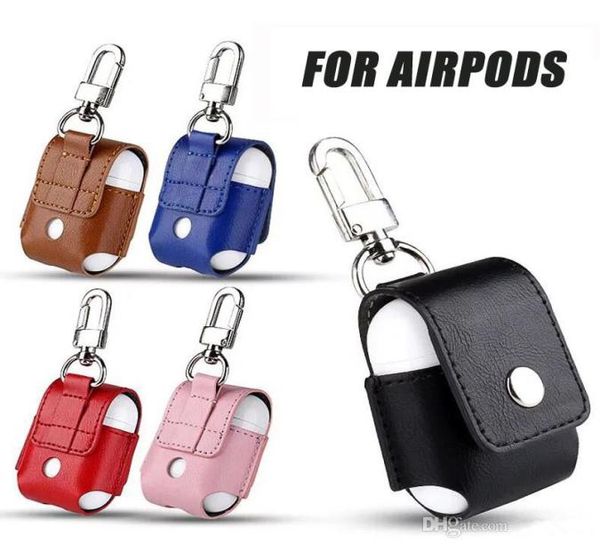 Para airpods caso capa portátil antilost caso de couro do plutônio capa protetora saco bolsa para apple vagens ar fone ouvido bluetooth Charging1848626