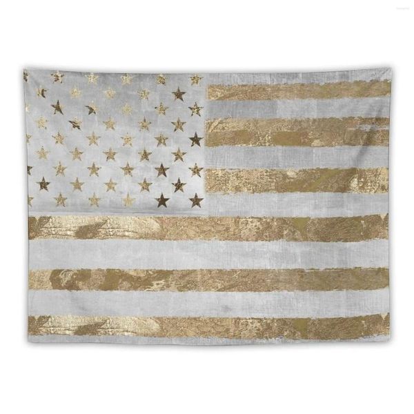 Wandteppiche, modische amerikanische Flagge, Silber und Gold, niedliches Dekor an der Wand