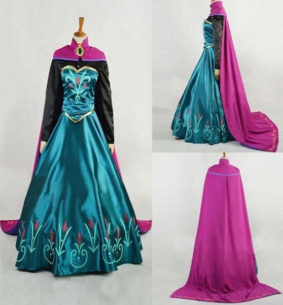 M L XL Snow Queen Anna Dress Adult Halloween Princesa Anna Cosplay Cosplay Festa de Festas Mulheres Fantasis Dresses Custom Made3586457