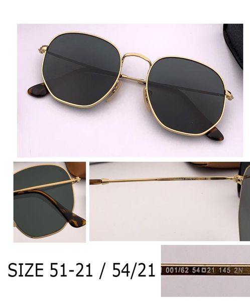 Top -Qualität Metall Vintage hexagonaler Sonnenbrille 51 mm Männer Frauen 54 mm übergroß