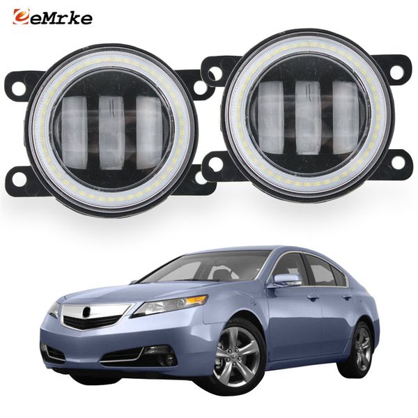 EEMRKE LED-Nebelscheinwerfer-Baugruppe 30 W/40 W für ACURA TL UA8 UA9 Facelift 2012 2013 2014 mit klarer Linse, Angel Eyes DRL, Auto-Tagfahrlicht, 12 V Nebelscheinwerfer