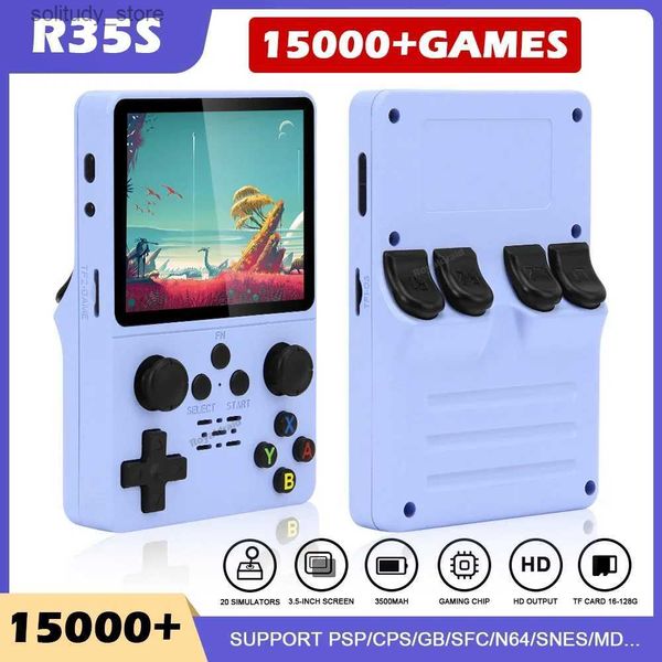 Taşınabilir Oyun Oyuncuları Yeni Güncellenmiş R35S Retro Handheld Video Oyun Konsolu 3.5 inç I Film Ekran RK3326 Taşınabilir Oyun Konsolu Q240326