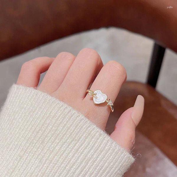 Cluster Ringe Koreanische Mode Liebe Herz Amors Pfeil Für Frauen Exquisite Zirkon Offene Einstellbare Ring Weiblichen Charme Schmuck Zubehör