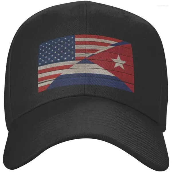 Ball Caps Yarı Amerikan Küba bayrağı Teped Cap Unisex Trucker Baba Şapkası Ayarlanabilir Sıradan Spor Güneşi Erkek Kadınlar için Siyah