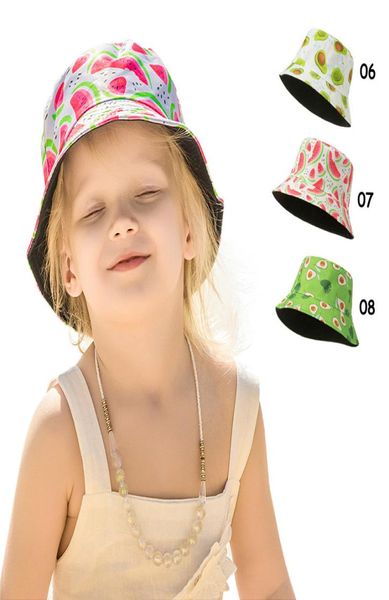 INS BABY SUN HATS HELMET Flower Watermelon Fruit Stampato Sunhat Child Fashion Leopard Tope Lovely Summer Tie Dye Beach Bucket Hat4020478